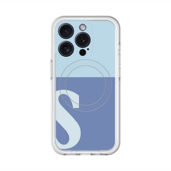 スリムプロテクションプレミアムケース with MagSafe［ オリジナル - initial two tone - S blue ］