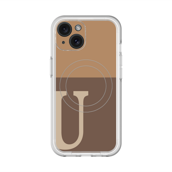 スリムプロテクションプレミアムケース with MagSafe［ オリジナル - initial two tone - U brown ］