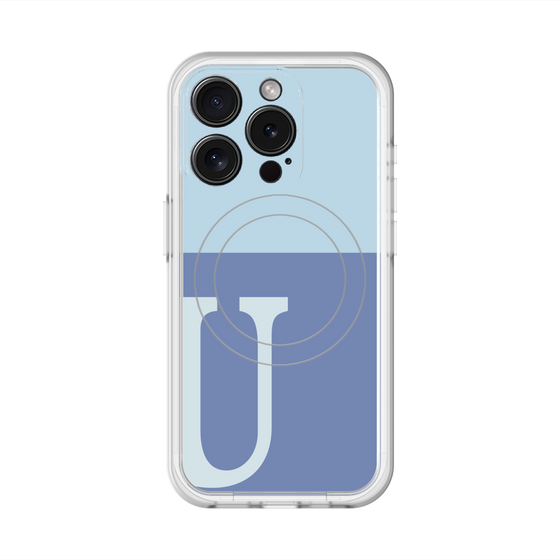 スリムプロテクションプレミアムケース with MagSafe［ オリジナル - initial two tone - U blue ］