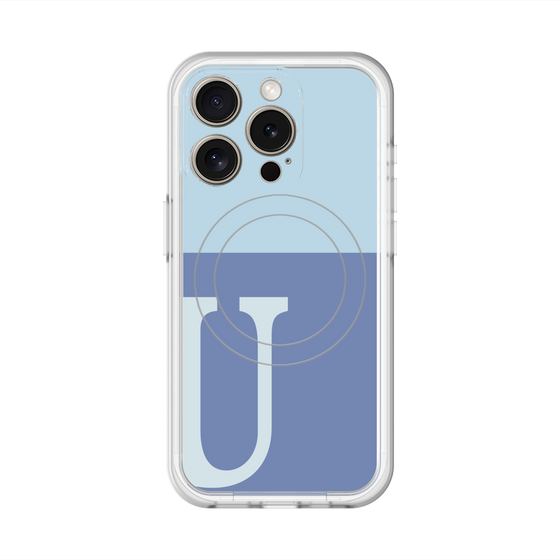 スリムプロテクションプレミアムケース with MagSafe［ オリジナル - initial two tone - U blue ］