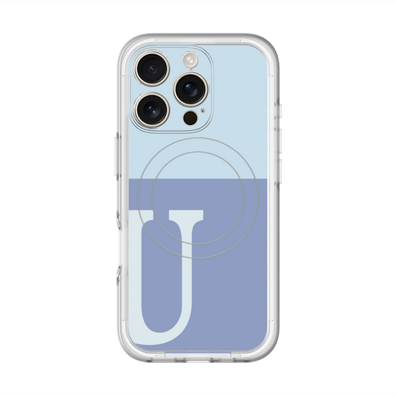スリムプロテクションプレミアムケース with MagSafe［ オリジナル - initial two tone - U blue ］