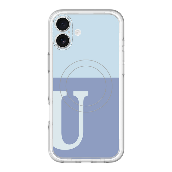 スリムプロテクションプレミアムケース with MagSafe［ オリジナル - initial two tone - U blue ］