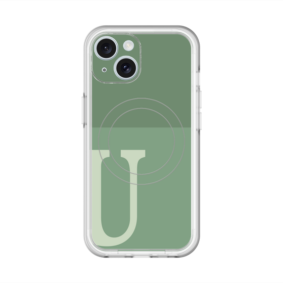 スリムプロテクションプレミアムケース with MagSafe［ オリジナル - initial two tone - U green ］