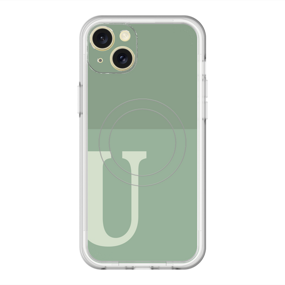 スリムプロテクションプレミアムケース with MagSafe［ オリジナル - initial two tone - U green ］