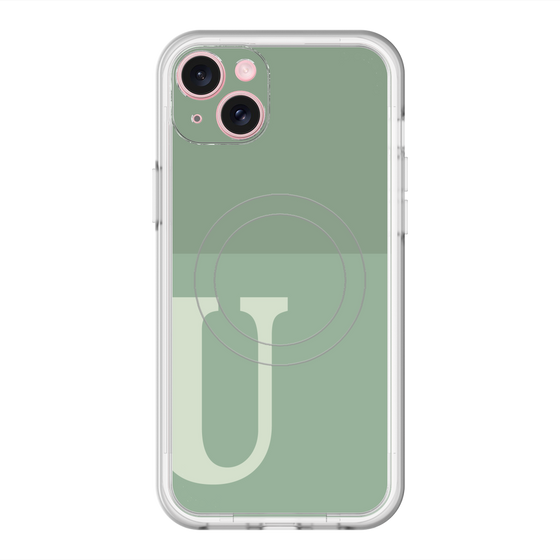 スリムプロテクションプレミアムケース with MagSafe［ オリジナル - initial two tone - U green ］
