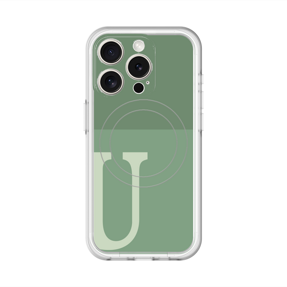 スリムプロテクションプレミアムケース with MagSafe［ オリジナル - initial two tone - U green ］