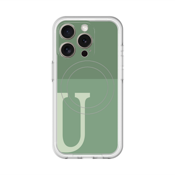 スリムプロテクションプレミアムケース with MagSafe［ オリジナル - initial two tone - U green ］