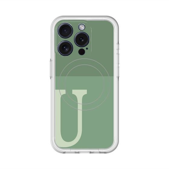 スリムプロテクションプレミアムケース with MagSafe［ オリジナル - initial two tone - U green ］