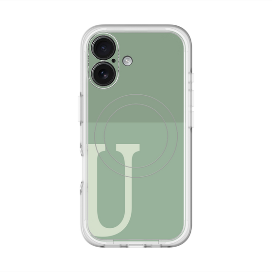 スリムプロテクションプレミアムケース with MagSafe［ オリジナル - initial two tone - U green ］