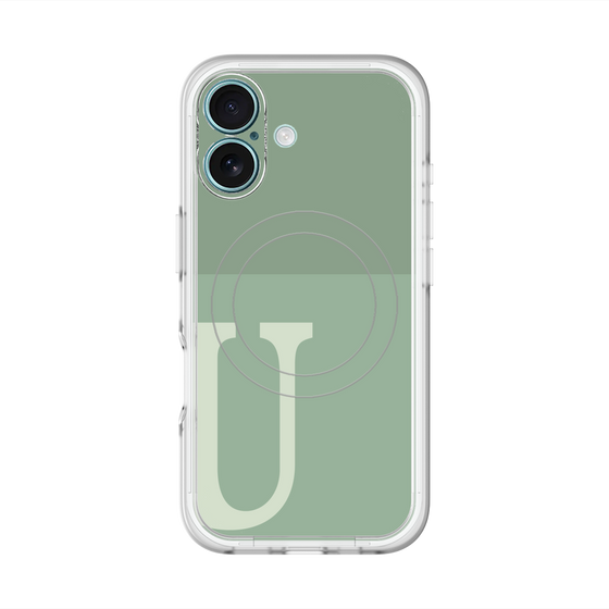 スリムプロテクションプレミアムケース with MagSafe［ オリジナル - initial two tone - U green ］