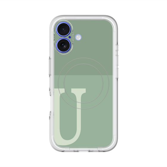 スリムプロテクションプレミアムケース with MagSafe［ オリジナル - initial two tone - U green ］