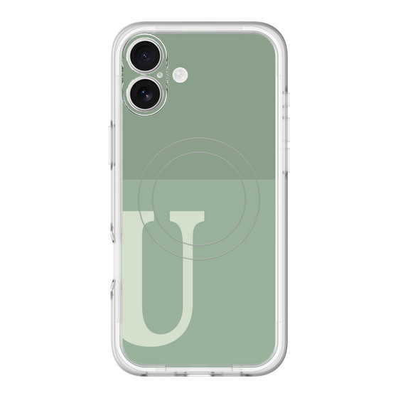 スリムプロテクションプレミアムケース with MagSafe［ オリジナル - initial two tone - U green ］