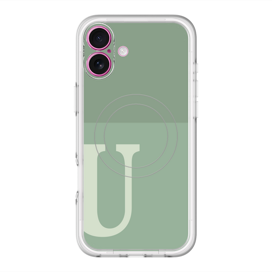 スリムプロテクションプレミアムケース with MagSafe［ オリジナル - initial two tone - U green ］