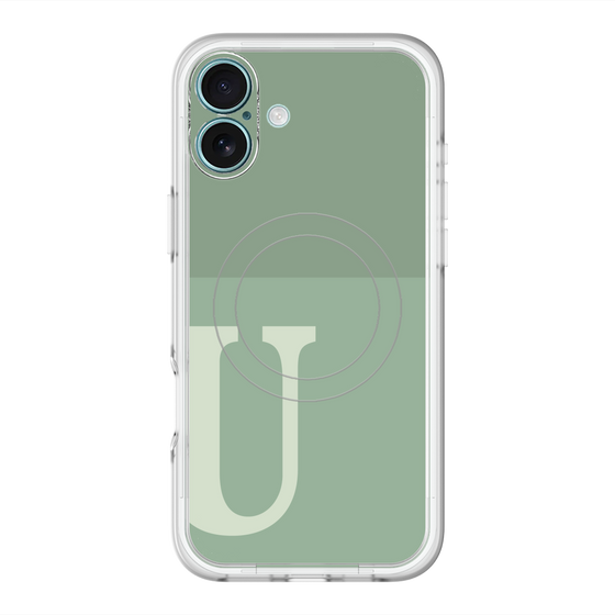 スリムプロテクションプレミアムケース with MagSafe［ オリジナル - initial two tone - U green ］