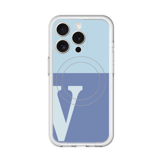 スリムプロテクションプレミアムケース with MagSafe［ オリジナル - initial two tone - V blue ］