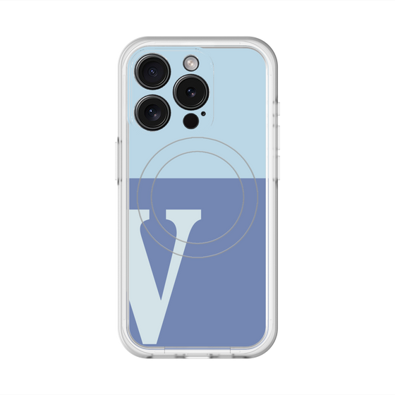 スリムプロテクションプレミアムケース with MagSafe［ オリジナル - initial two tone - V blue ］