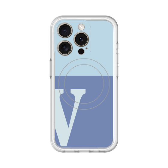 スリムプロテクションプレミアムケース with MagSafe［ オリジナル - initial two tone - V blue ］