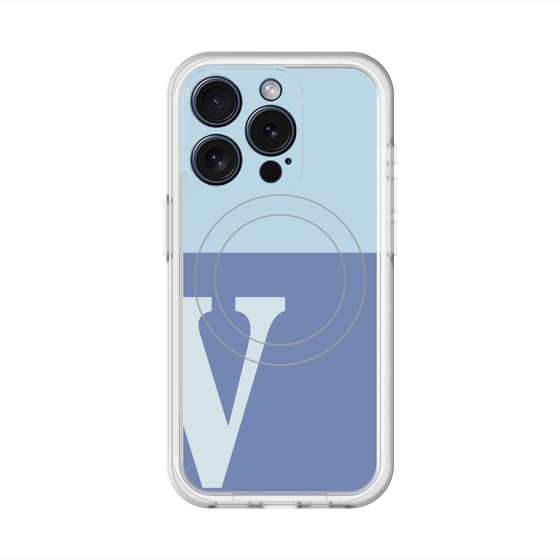 スリムプロテクションプレミアムケース with MagSafe［ オリジナル - initial two tone - V blue ］