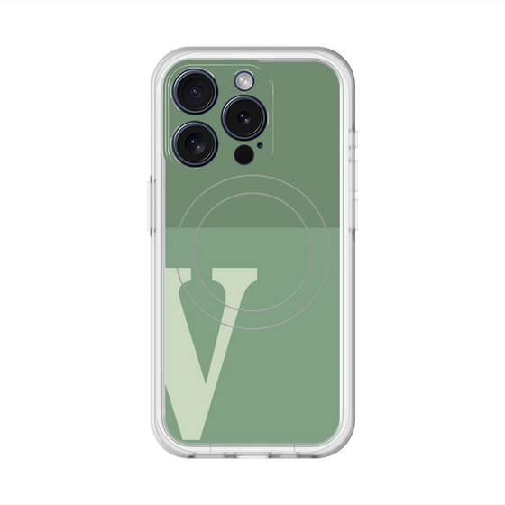 スリムプロテクションプレミアムケース with MagSafe［ オリジナル - initial two tone - V green ］