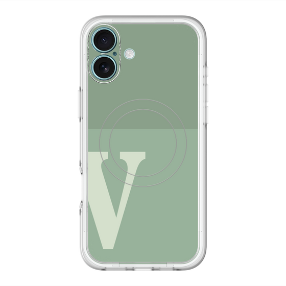 スリムプロテクションプレミアムケース with MagSafe［ オリジナル - initial two tone - V green ］