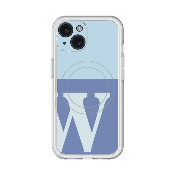 スリムプロテクションプレミアムケース with MagSafe［ オリジナル - initial two tone - W blue ］