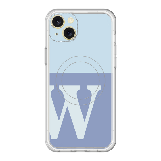 スリムプロテクションプレミアムケース with MagSafe［ オリジナル - initial two tone - W blue ］