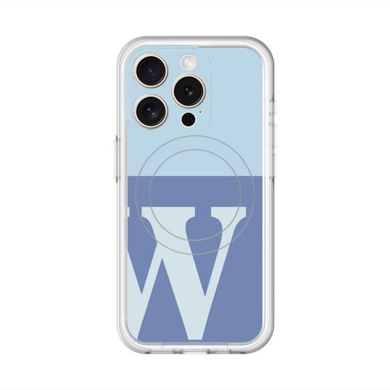 スリムプロテクションプレミアムケース with MagSafe［ オリジナル - initial two tone - W blue ］
