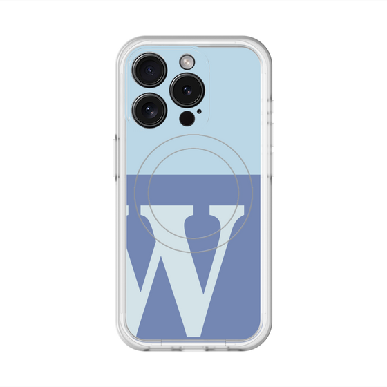 スリムプロテクションプレミアムケース with MagSafe［ オリジナル - initial two tone - W blue ］