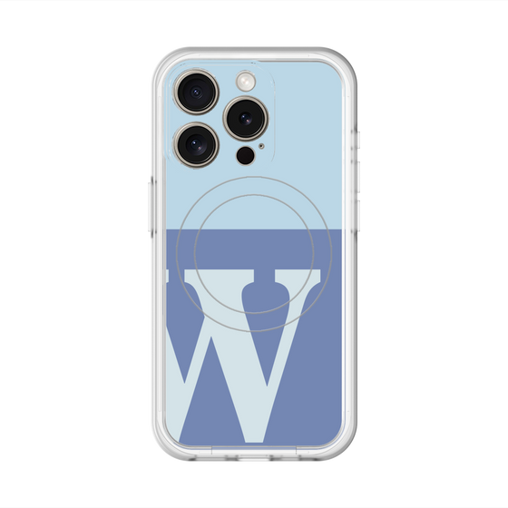 スリムプロテクションプレミアムケース with MagSafe［ オリジナル - initial two tone - W blue ］