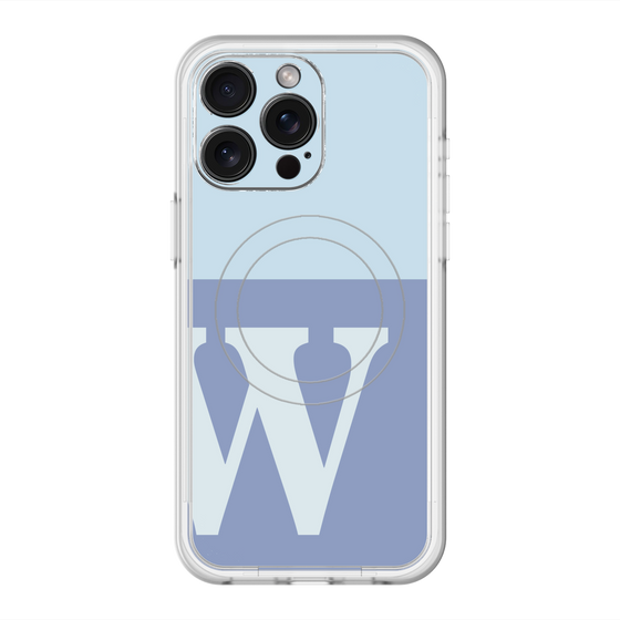 スリムプロテクションプレミアムケース with MagSafe［ オリジナル - initial two tone - W blue ］