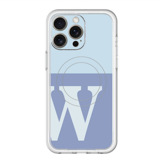 スリムプロテクションプレミアムケース with MagSafe［ オリジナル - initial two tone - W blue ］