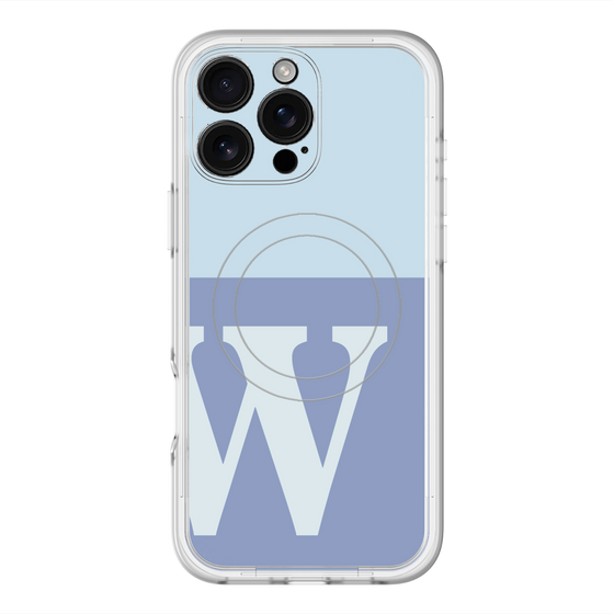 スリムプロテクションプレミアムケース with MagSafe［ オリジナル - initial two tone - W blue ］