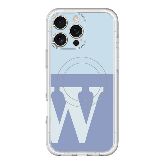 スリムプロテクションプレミアムケース with MagSafe［ オリジナル - initial two tone - W blue ］