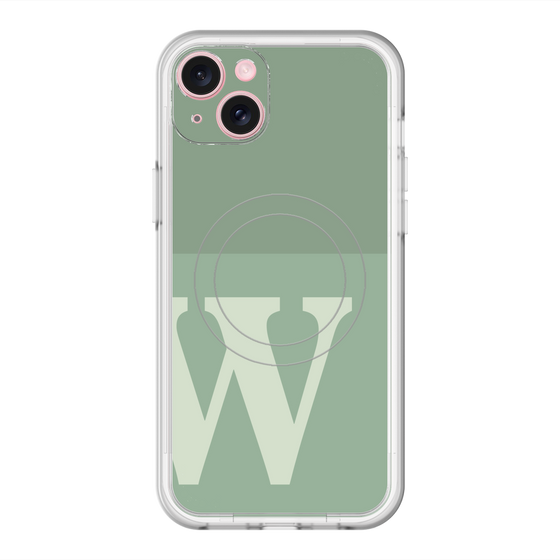 スリムプロテクションプレミアムケース with MagSafe［ オリジナル - initial two tone - W green ］