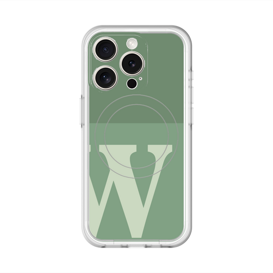 スリムプロテクションプレミアムケース with MagSafe［ オリジナル - initial two tone - W green ］