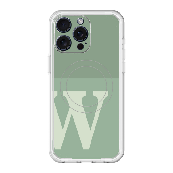 スリムプロテクションプレミアムケース with MagSafe［ オリジナル - initial two tone - W green ］