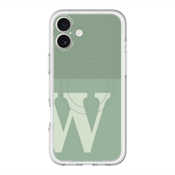 スリムプロテクションプレミアムケース with MagSafe［ オリジナル - initial two tone - W green ］