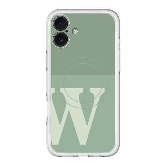 スリムプロテクションプレミアムケース with MagSafe［ オリジナル - initial two tone - W green ］