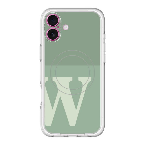 スリムプロテクションプレミアムケース with MagSafe［ オリジナル - initial two tone - W green ］