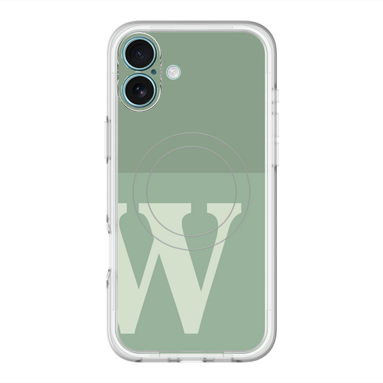 スリムプロテクションプレミアムケース with MagSafe［ オリジナル - initial two tone - W green ］
