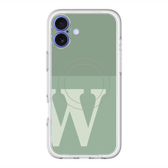 スリムプロテクションプレミアムケース with MagSafe［ オリジナル - initial two tone - W green ］