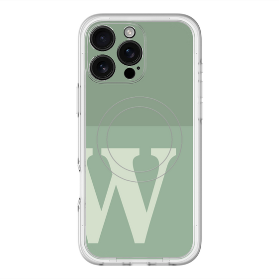 スリムプロテクションプレミアムケース with MagSafe［ オリジナル - initial two tone - W green ］