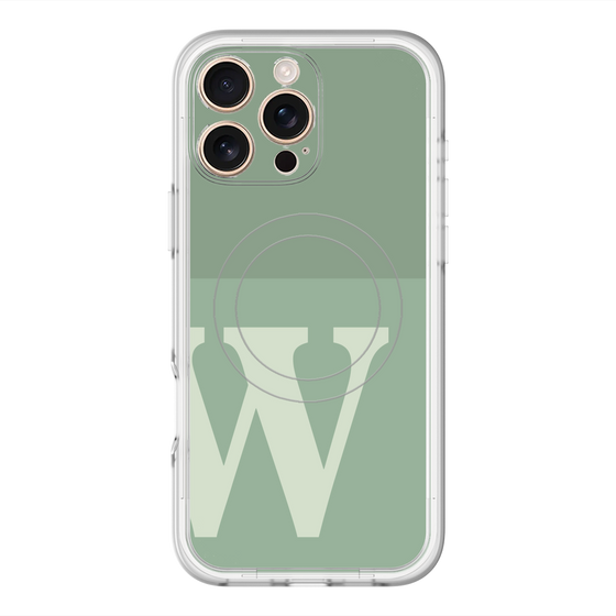 スリムプロテクションプレミアムケース with MagSafe［ オリジナル - initial two tone - W green ］