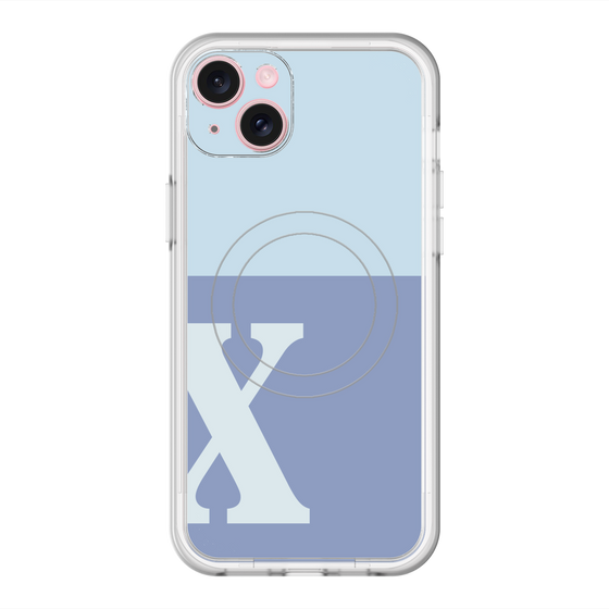 スリムプロテクションプレミアムケース with MagSafe［ オリジナル - initial two tone - X blue ］