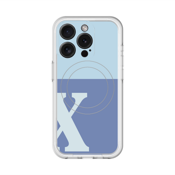 スリムプロテクションプレミアムケース with MagSafe［ オリジナル - initial two tone - X blue ］
