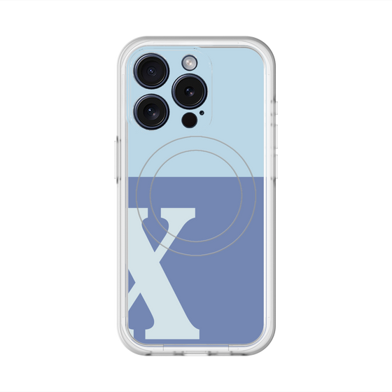 スリムプロテクションプレミアムケース with MagSafe［ オリジナル - initial two tone - X blue ］
