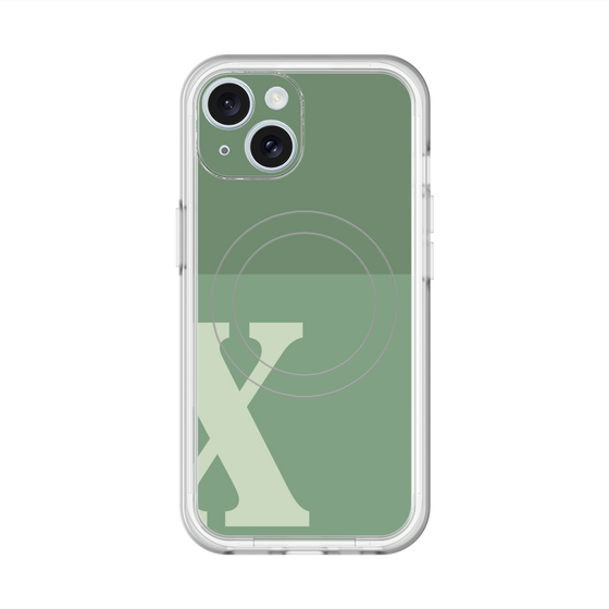 スリムプロテクションプレミアムケース with MagSafe［ オリジナル - initial two tone - X green ］