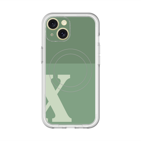 スリムプロテクションプレミアムケース with MagSafe［ オリジナル - initial two tone - X green ］