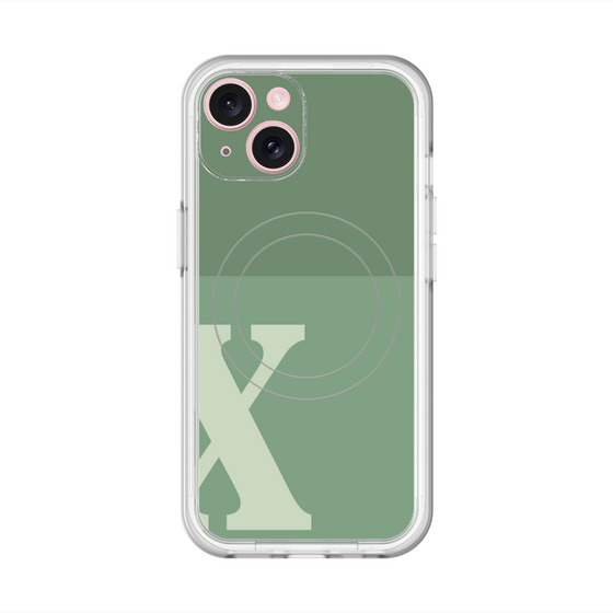 スリムプロテクションプレミアムケース with MagSafe［ オリジナル - initial two tone - X green ］