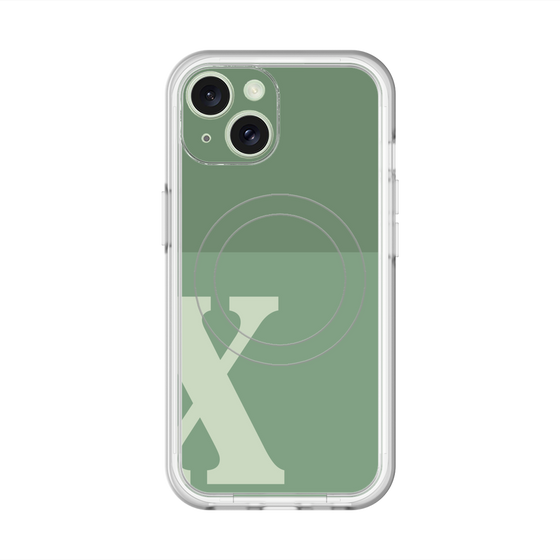 スリムプロテクションプレミアムケース with MagSafe［ オリジナル - initial two tone - X green ］